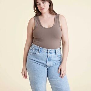 Nuuds Seamless Scoop Tank Bodysuit. Mocha. Medium.